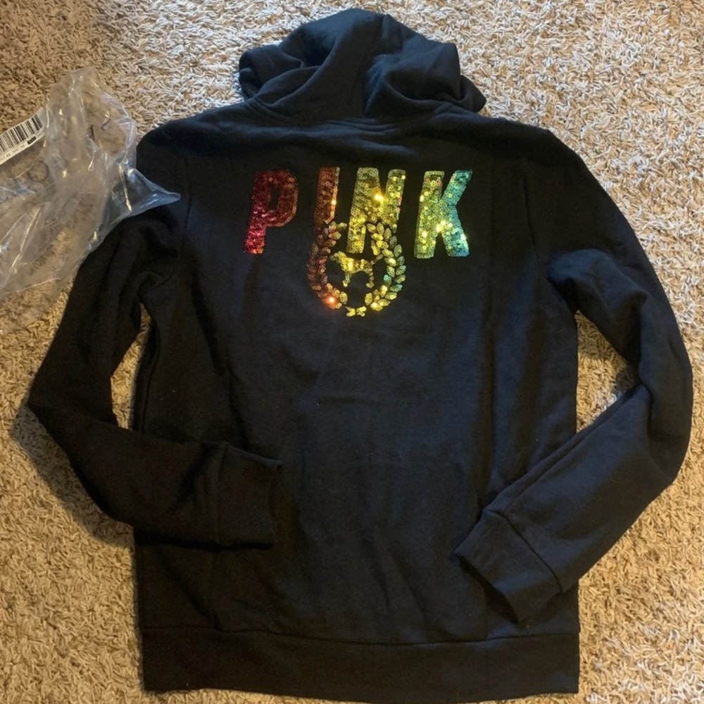 Vs pink bling zip up hoodie